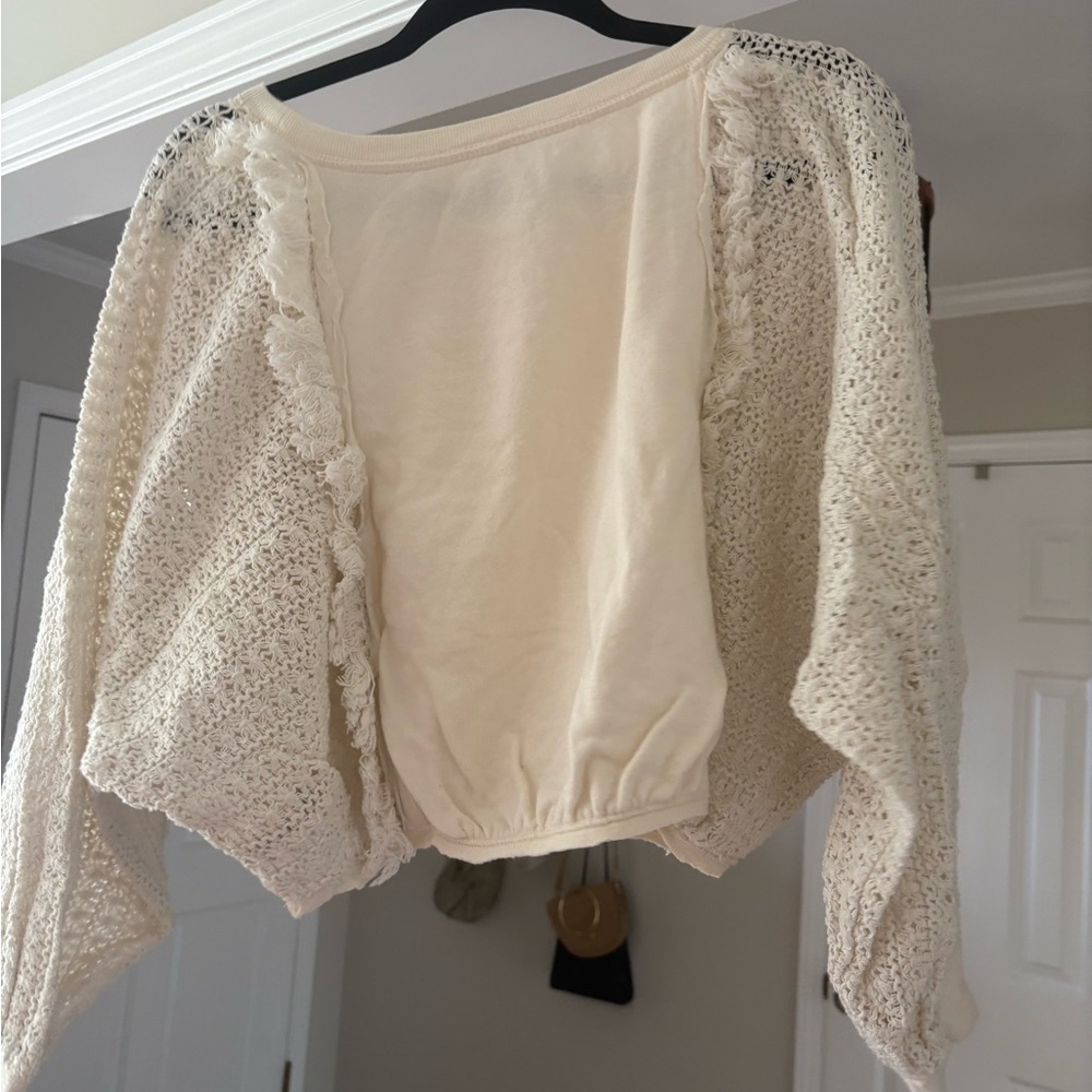 Free People Cream Knit Fringe Sweater - Picture 2 of 2